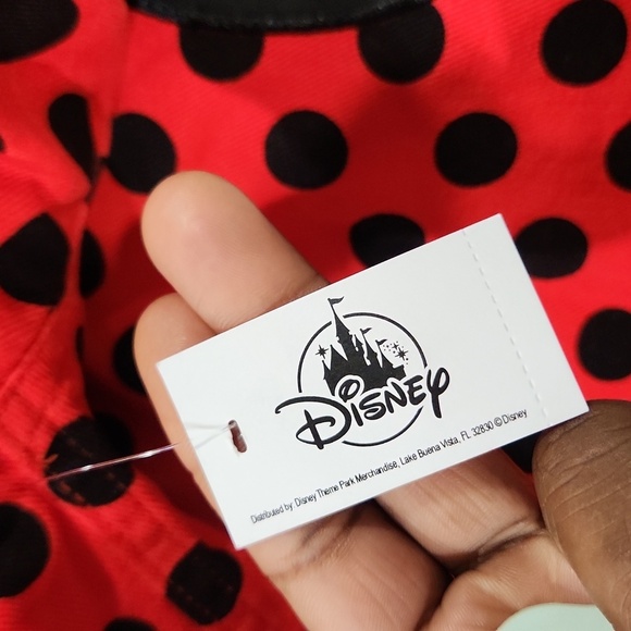 🔹️ DISNEY 🔹️Minnie Mouse Denim red black polkadot dot  Jean Jacket size S✨️⚫️ - Picture 2 of 4